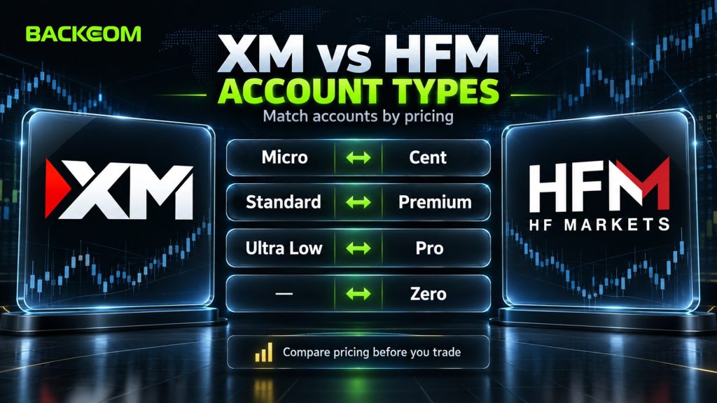 XM vs HFM account types: Micro and Cent, Standard and Premium, Ultra Low and Pro, HFM Zero with no XM equivalent